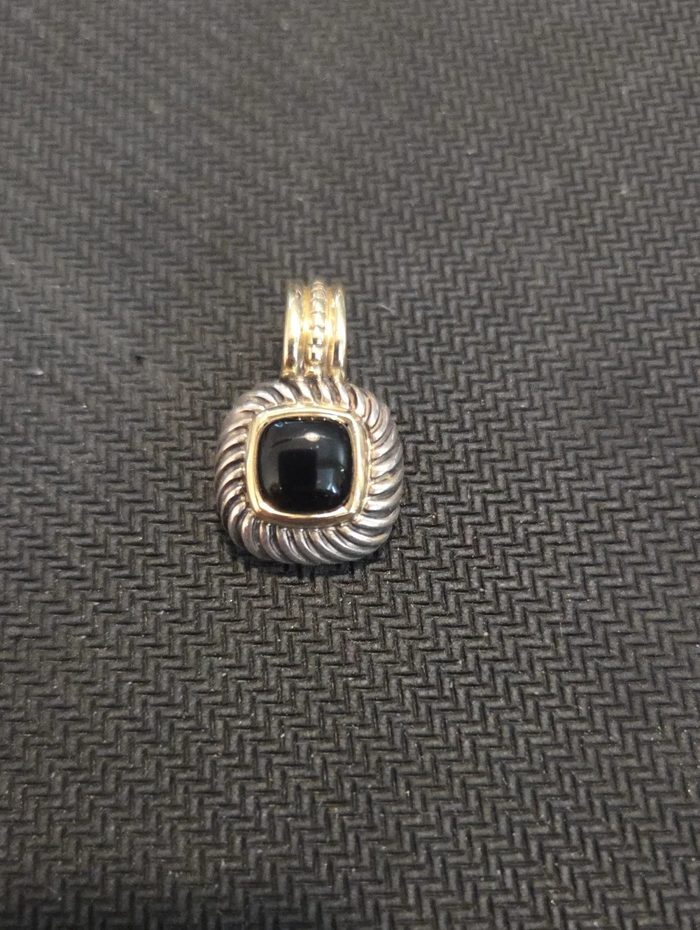 David Yurman Silver Cable Enhancer with Black Onyx and Gold Accents